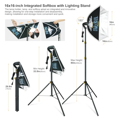LINCO Lincostore Photo Video Studio Light Kit AM174 - Including 3 Color 5x10ft Backdrops (Black/White/Green) Background Screen