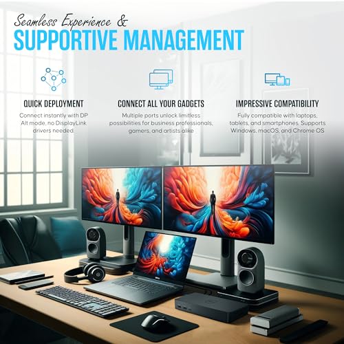 WD22TB4 Dell Thunderbolt 4 Dock 40Gbps USB-C/USB-A 1 Year Warranty - Docking Station with 180W, HDMI, DisplayPort Cables & Cleaning Cloth – Supports Dual/Triple Monitors & 4K Displays