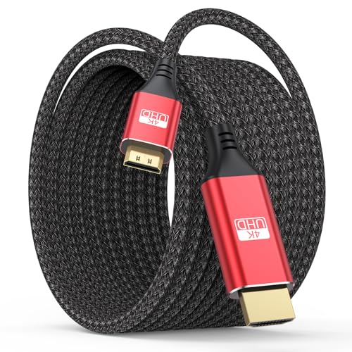 Mini HDMI to HDMI Cable 15FT, 4K HDMI to Mini HDMI Cable 18Gbps High Speed Nylon Braided HDMI Mini 2.0 Cable (4K, 2K, 1080P, 3D,HDR) for Camera, Camcorder, Tablet, Portable Monitor, Laptop - size: 15FT