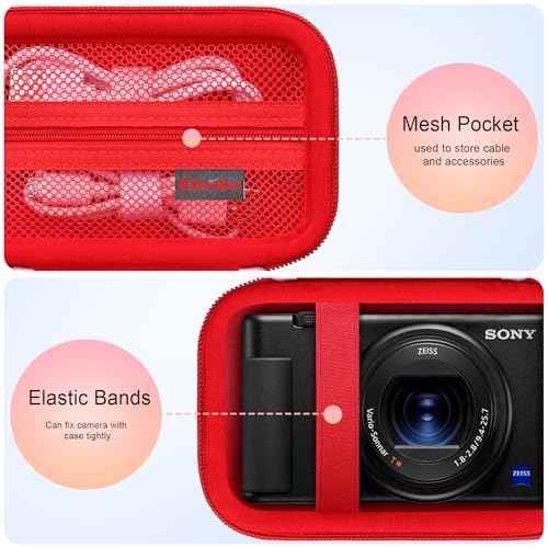 Case for Sony ZV-1F/ ZV-1/ ZV-1 II/Sony RX100 VII/ RX100 III Digital Camera | Sony ZV-1F/ ZV-1/ ZV-1 II/ RX100 VII Digital Camera Carrying Case, Hard Travel Protective Bag, Pocket fits Accessories, Red - color: Red