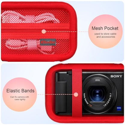 Case for Sony ZV-1F/ ZV-1/ ZV-1 II/Sony RX100 VII/ RX100 III Digital Camera | Sony ZV-1F/ ZV-1/ ZV-1 II/ RX100 VII Digital Camera Carrying Case, Hard Travel Protective Bag, Pocket fits Accessories, Red - color: Red