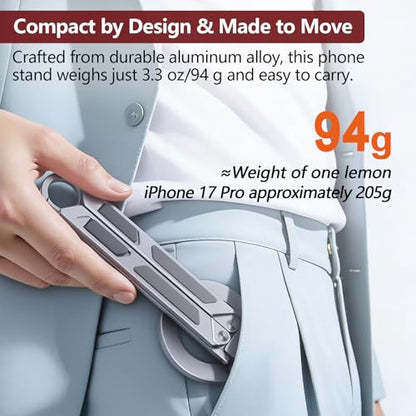 Magnetic Tripod for iPhone iPad, 2-in-1 Portable Phone Stand with Carabiner for Travel Gym, Selfie Stick Tablet Holder Strong Magnet Quick Mount Compatible with iPhone 17 16 15 14 13 12 iPad Series