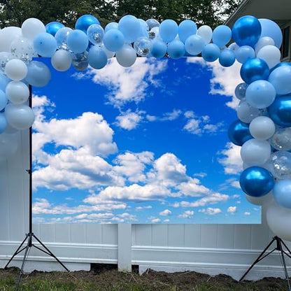 Fabric 17x10ft Sky Backdrop White Clouds Blue Sky Photo Background for Newborn Baby Shower Kids Birthday Party Decorations Banner - size: 17x10ft