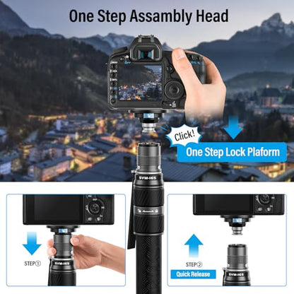 SIRUI SVM-165 Rapid Monopod for Cameras, 65” Carbon Fiber Monopod with Feet, One-Step Rapid Height Adjustment, Lightweight for DSLR Camera, Modular 3 in 1, Max Load 22lbs - size: SVM-165
