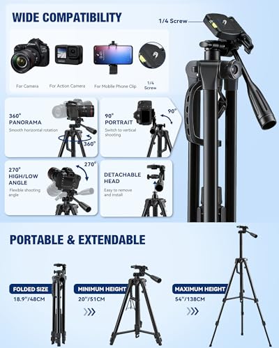 Vlogging Kit for iPhone/Android, TikTok YouTube Starter Kit for Video Recording with Magnetic Wireless Microphone, Full Size Camera Tripod, Table Tripod, RGB Fill Light, Content Creator Essentials