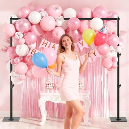 Backdrop Stand 10x10 ft Adjustable Photo Backdrop Stand Kit, Heavy Duty Pipe and Drape Photography Background Support with Flat Metal Base for Wedding, Party, Video Studio, Birthday, Black - size: 10x10 ft