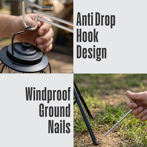 Telescopic Height Adjustable Camping Lantern Tripod Stand | 2-Hook Lantern / Light Hanger Holder for Outdoor Camping Tent RV, Night Fishing & Patio - size: 5ft 1"