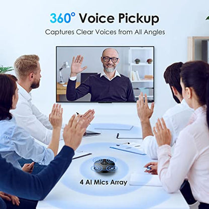 EMEET Bluetooth Speakerphone - Daisy Chain/Use Alone up to 16 attendees, M220 Professional Wireless Speakerphone 360°Voice Pick-up 8 AI Noise Cancellation Mics Skype Speakerphone for Conference Calls - style: M220-16 People