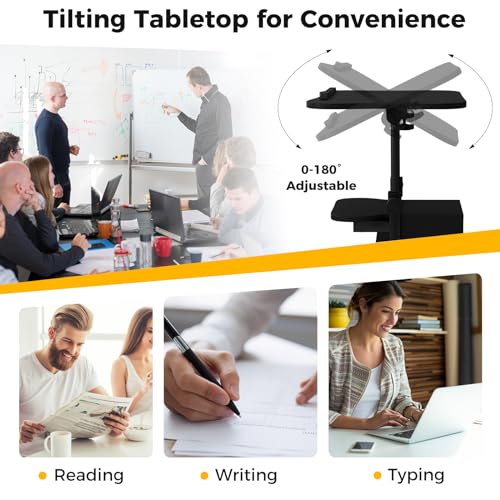Giantex Mobile Podium Stand, Sit-to-Stand Laptop Cart with Tilting Tabletop & Storage Cabinet, Lockable Casters, Height-Adjustable Rolling Lectern for Classroom, Church, Home Office (Black, 1 Pack) - color: Black