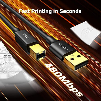 UGREEN USB Printer Cable - USB A to B Cable, High-Speed Printer Cord Compatible with Hp, Canon, Brother, Samsung, Dell, Epson, Lexmark, Xerox, Piano, Dac, and More 15 FT - size: 15FT