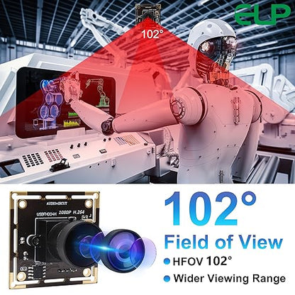 ELP 170degree Fisheye Raspberry Pi 1080P H.264 Microphone PC Web USB Security Camera for Laptop Wide Angle Mini UVC USB2.0 Video Audio Webcam Board 2MP CMOS AR0330 Lightburn Laser Camera for Computer - size: 170degree lens