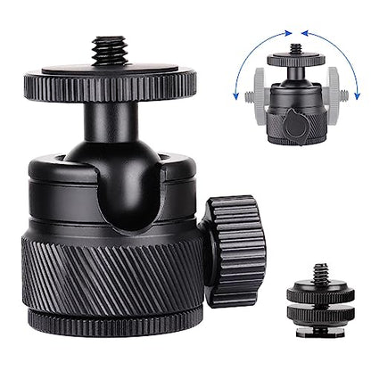 Mini Ball Head, CNC All Metal Aluminum Universal Panoramic Tripod Head Mount for Compact DSLR Action Cam Phone LED Ring Light Monopod Slider, 4.4lb Max Load