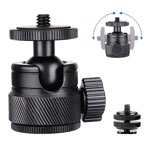 Mini Ball Head, CNC All Metal Aluminum Universal Panoramic Tripod Head Mount for Compact DSLR Action Cam Phone LED Ring Light Monopod Slider, 4.4lb Max Load