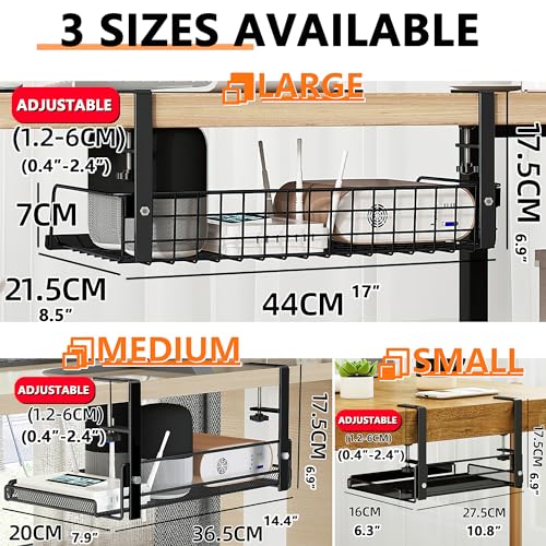 Under Desk Cable Management Tray Cord Wire Shelf Organizer (Large) - size: Large