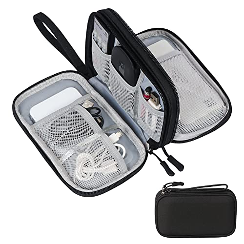 Skycase Electronic Organizer Travel Case - Waterproof Travel Cord Pouches for Organization, Cable Organizer, All-in-One Double Layers Storage Bag for Accessories, Charger, Cable, Black - Large - color: Black, size: Large