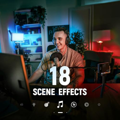 NEEWER 12W RGB Video Light, On Camera LED Panel Key Lighting for Streaming Selfie, 2500K-10000K CRI97+ App/2.4G Control 4300mAh Battery Desk Tripod Stand for Vlogging Video Recording Podcast, SL90