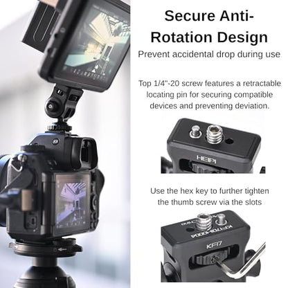 HEIPI Field Monitor Mount with Cold Shoe Mount Swivel 360° and Tilt 180°, Holder for Camera Monitor Mount, LED, Flash and Video Shooting Photography Accessories, Max Load Capacity 7.7lbs