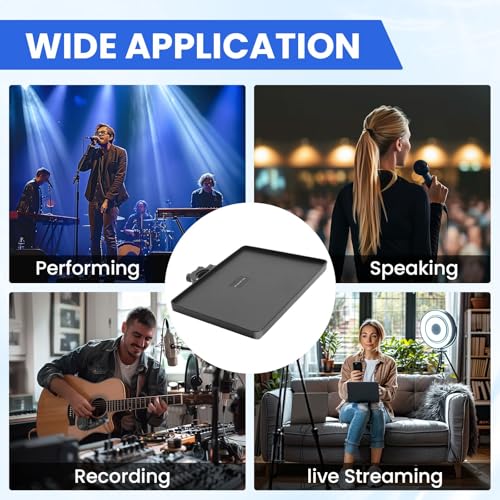Sound Card Clip On Tray, Microphone Stand Tray, Multi functional Live Streaming Pole mount shelf sheet music Stand Clamp percussion table karaoke mic stand accessories(8.6 * 6.3inch) - size: 220*165mm