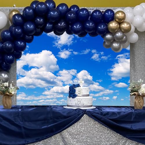 Fabric 15x10ft Sky Backdrop Theme Photography White Clouds Blue Sky Photo Backdrop for Newborn Baptism Baby Shower Kids Birthday Party Wedding Prom Banner - size: 15x10FT
