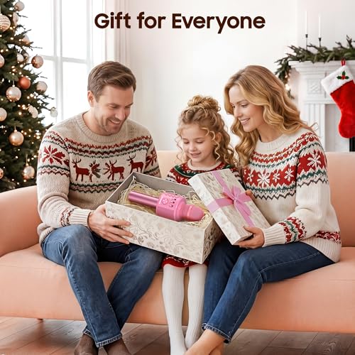 BONAOK Wireless Bluetooth Karaoke Microphone,3-in-1 Portable Handheld Karaoke Mic Speaker Machine Home Party Birthday for All Smartphones Q37 (P-Ink) - color: Pink