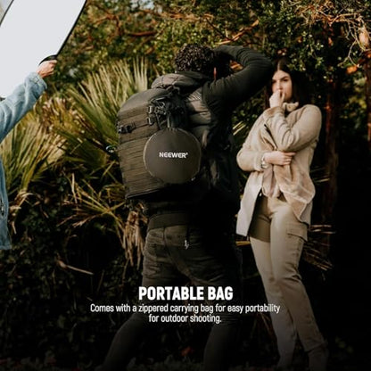 NEEWER 22"/56cm 5 in 1 Light Reflector with Clamp & Hand Grips, Polyester Multi Disc Photography Diffuser Translucent/Silver/Gold/White/Black with 3/8" Thread for Studio Outdoor Lighting, RF-56II - style: 56cm w/Clamp