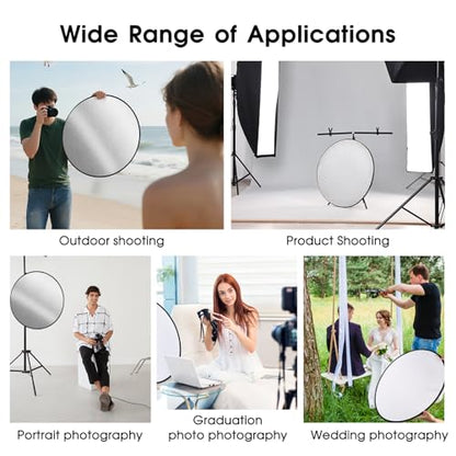 5-in-1 Light Reflector 43 Inch/110 cm Photography Diffuser Collapsible Portable with Bag，Gold Silver White Black Translucent for Studio and Outdoor Lighting (43'' (110cm)) - size: 43'' (110cm)
