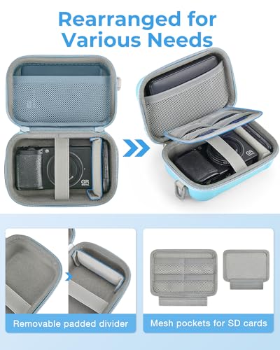 BAGSMART Digital Camera Case, Small Camera Bag with 2 Carrying Ways, Blue | Lightweight Camera Sling Bag for Canon Powershnot ELPH 180/190/Sony DSCW800/DSCW830, Waterproof & Protective - color: Blue
