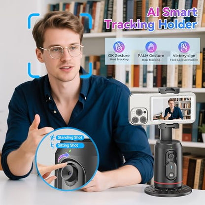 Vlog Selfie Monitor Screen Pro, Built-in Speaker and 360° Auto Face Tracking Tripod, Magnetic Phone Vlog Selfie Monitor Screen 4K 60fps, Magnetic Vlogging Kit for iPhone/Android