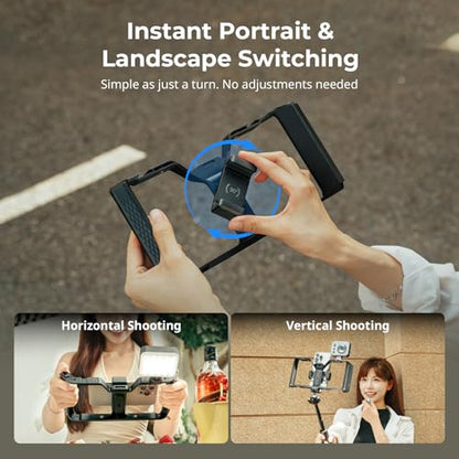 SMALLRIG IG-01 Universal Phone Cage for Short Video Starters, Dual Handgrip Smartphone Video Rig with Cold Shoe Mount, for iPhone 17 16 & Android, for Creators Vlogging-5355 - style: Without Wireless Controller