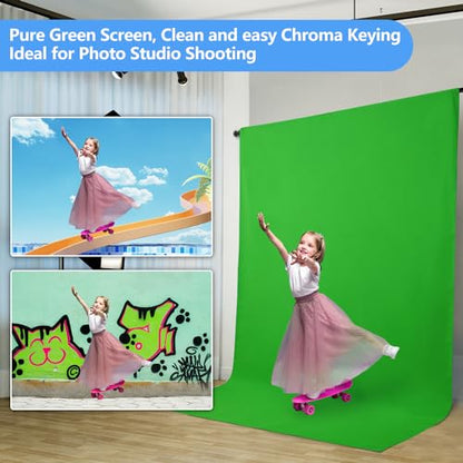 Hemmotop Chromakey Green Screen Backdrop 5x7ft | Pure Green Polyester, Perfect for Streamig YouTube Gaming Zoom, Convenient Rod Pocket, Steam Iron Removes Creases, Washable - color: Green, size: 5x7ft