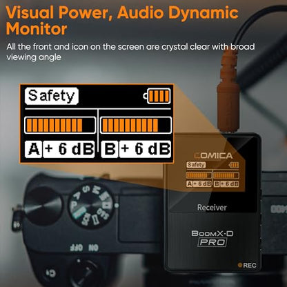 COMICA BoomX-D2 PRO Wireless Lavalier Microphone for iPhone Android Camera PC, Lapel Mic with 8GB Storage, Safety Audio Track, Noise Cancellation, Lav Mic for YouTube TikTok Video Recording