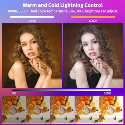 LUXCEO RGB Video Light, Portable LED Camera Light Panel, Dimmable 3000K-6000K CRI95+ Color Photo Light with 3000mAh Rechargeable Battery, for Photography Lighting, Vlogging, Video Conference