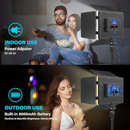 Unicucp Led Video Light Panel Light with Barn Doors, 4000mAh Rechargeable Camera Lighting, 2500K-8500K Photo Light for Outdoor Indoor Photography Live Streaming Zoom Calls Video Recording
