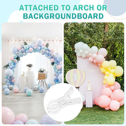 20 Pack 3.5" Spring Clamps, Clear Balloon Arch Clips, Backdrop Clips Clamps, Heavy Duty Balloon Arch Clamping Clips for Party, Birthday, Wedding Decor & Photography Studio, Outdoor & Indoor Use