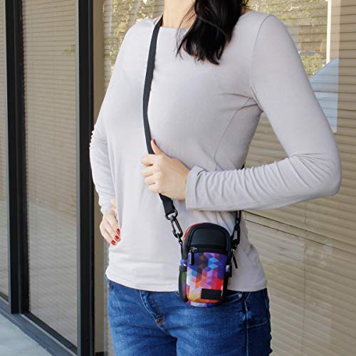 USA Gear Compact Camera Case Point & Shoot Camera Bag with Accessory Pockets, Rain Cover & Shoulder Strap Works W/Sony CyberShot, Canon PowerShot ELPH, Nikon COOLPIX, Olympus & More - color: Geometric