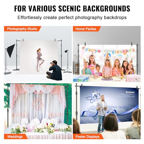 VEVOR 10ft x10ft Pipe and Drape Kit, Heavy Duty Backdrop Stand with Carbon Steel Base, Adjustable Backdrop Support with 2 Clamps and A Carry Bag for Wedding, Party, Event, Photography and Exhibition - size: 10 x 10 ft