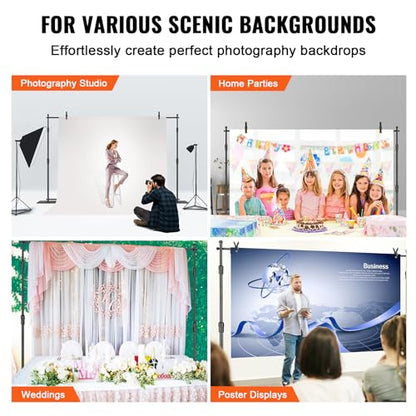 VEVOR 10ft x10ft Pipe and Drape Kit, Heavy Duty Backdrop Stand with Carbon Steel Base, Adjustable Backdrop Support with 2 Clamps and A Carry Bag for Wedding, Party, Event, Photography and Exhibition - size: 10 x 10 ft