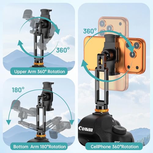 Phone Tripod Mount with Cold Shoe Mount, Portable Tripod Stand, Flexible Adjustable 2-Stage Arms Ball Joint Cellphone Holder Adapter, Compatible with iPhone 17|16|15|14|13|12|11, Nexus, LG, Galaxy Tab