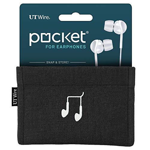 UT Wire Pocket Snap & Store Earphone Case Pouch, Black with Solid Grey Interior - color: Black, size: Earbud Case