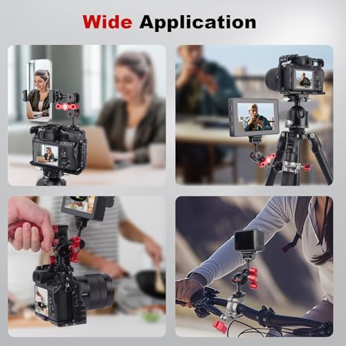 20mm Ball Head Hot Shoe Adapter for Camera Magic Arm, CNC Aluminum Alloy Quick Release Mount with Anti-Slip Ring for DSLR Rig/Gimbal Handle/Riding Filming(62008 Hot Shoe Mount Ball Head)
