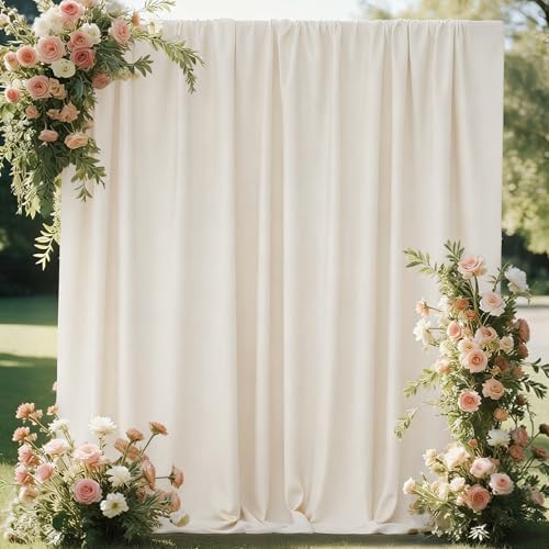 10x10FT Ivory Backdrop Curtains for Parties, Ivory Photo Backdrop Curtain Wrinkle-Resistan Drapes Panels for Party Birthday Wedding Halloween Decoration Photography, 5x10FT, 2 Panels - color: Ivory, size: 5x10FT(2 panels)