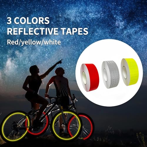 Reflective Tape, 3 Rolls, Red/White/Green, 1" x 10 ft Each | High-Vis Waterproof Self-Adhesive Safety Tape for Trailers, Vehicles, Clothing, Outdoor Night Visibility, 30 ft Total