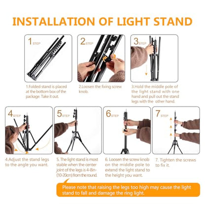 Ring Light 18 INCH Kit,55W6700k Dimmable LED Light, Tripod Stand, Remote Controller,Box for Camera,Smartphone,YouTube,TikTok,Self-Portrait Shooting,CRI95 (Black) - color: Black