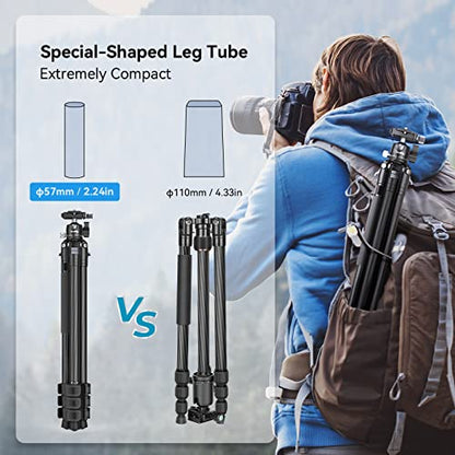 SmallRig AP-10 Carbon Fiber Tripod, 52.4" Lightweight Compact Camera Tripod with Detachable Monopod, 360° Ball Head with Payload 5 kg/11 lb, Quick Release Plate for Canon for Sony, DSLR Camera, Phone - style: 52.4"