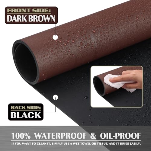K KNODEL Large Office Leather Desk Mat, Mouse and Keyboard Pad, Computer and Laptop Mat, Desktop Protector and Cover, Writing Pad and Blotter (31.5"x15.7", Dark Brown) - color: Dark Brown, size: 31.5" x 15.7"