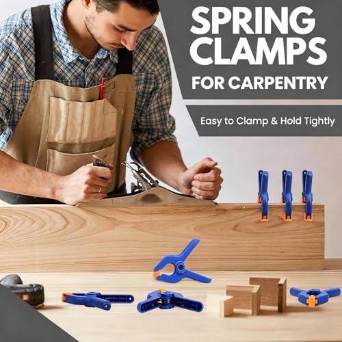 12 Pack 2.5 inch Plastic Spring Clamps, Blue Heavy Duty Spring Clips Clamps for Crafts, Backdrop Stand, Woodworking, Photography Studios, Home Improvement - color: Blue (2.5")-12 Pack