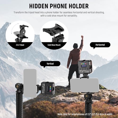 NEEWER Flexible Tripod with Remote, Mini Camera Phone Tripod Stand with Hidden Phone Holder&Action Camera Adapter Compatible with iPhone GoPro Hero13 12 11 10 DJI Insta360 Samsung for Vlogging, TP34 - style: TP34