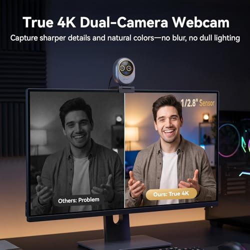 EMEET Piko Dual-Camera 4K Webcam for Streaming, Wide-Angle & Telephoto Cameras, Max 11X Hybrid Zoom, 0.2s Autofocus, Remote Control, 3 Mics, Panda Privacy Cover, USB C-C&C-A, for Streaming/Work/Study - style: Piko Dual w/ Max 11X Hybrid Zoom