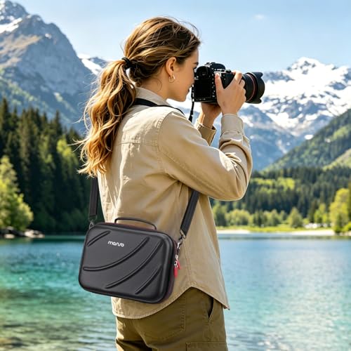 MOSISO Hard Shell Digital Camera Case, Travel Carrying Case for DSLR/SLR/Mirrorless Cameras, Len and Tripod&Shoulder Strap&3 Adjustable Dividers, EVA Case Compatible with Canon/Sony/DJI Mavic, Black