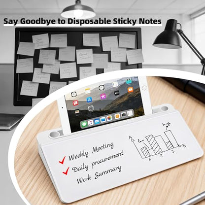 Desktop Whiteboard, Glass Dry Erase Board, Desk Board Buddy,Computer Keyboard Stand,Desk Whiteboard Organizer for Home,Office,School Supplies(White) - color: White